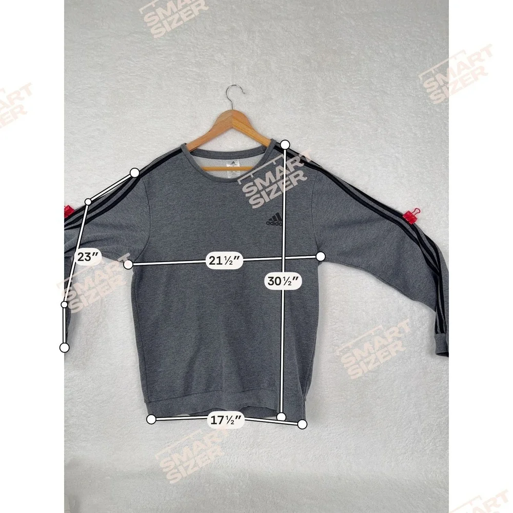 Adidas Essentials 3-Stripes‎ Crewneck Sweatshirt Mens Large Grey Fleece Pullover